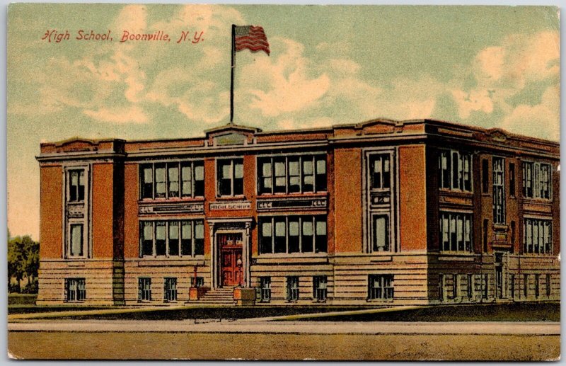 1910's High School Boonville New York NY Campus Building Posted Postcard