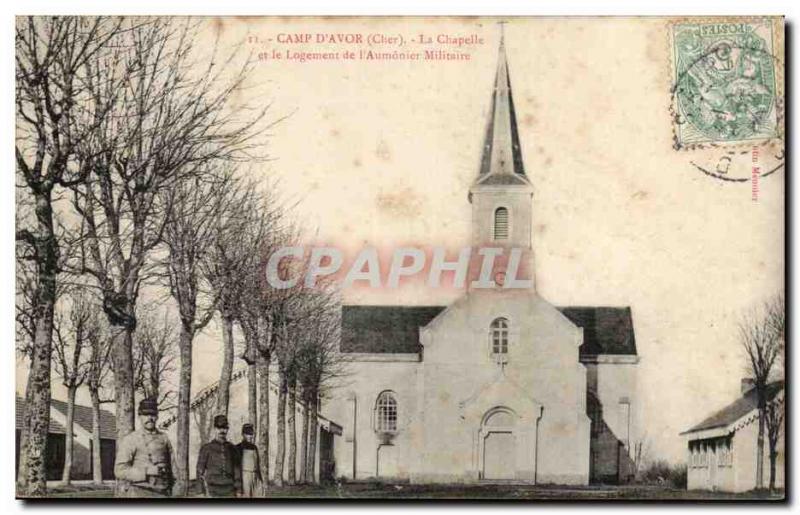 Old Postcard Camp & # 39Avor The chapel and housing of military & # 39aumonier