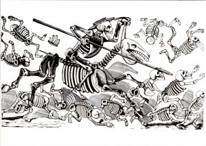Graphic Art DON QUIOXOTE~Skeleton By Artist JOSE GUADALUPE POSADA  4X6 Postcard