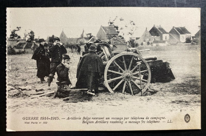 Mint WW1 Real Picture Postcard RPPC Belgian Artillery Receiving Message