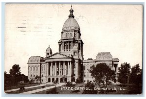 1911 State Capitol Exterior Roadside Springfield Illinois IL Posted Postcard 