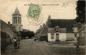 CPA AK MEILLANT L'Eglise et route de Celle (863341)