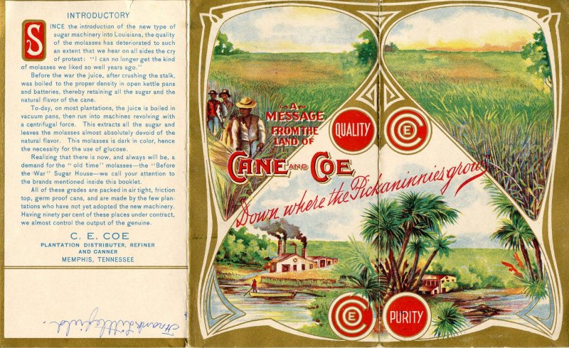 Advertising -  Brochure, Cane and Coe Molasses, Sorghum   (6 X 3.25 folded))