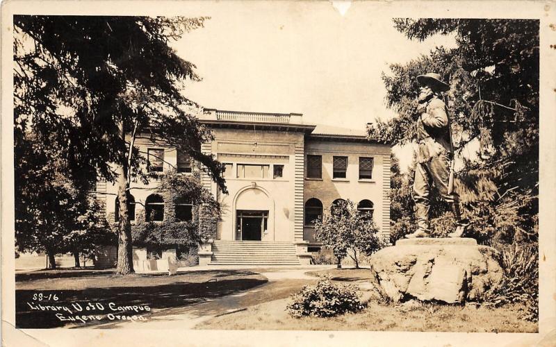 F26/ Eugene Oregon RPPC Postcard c1930s University Campus Library 