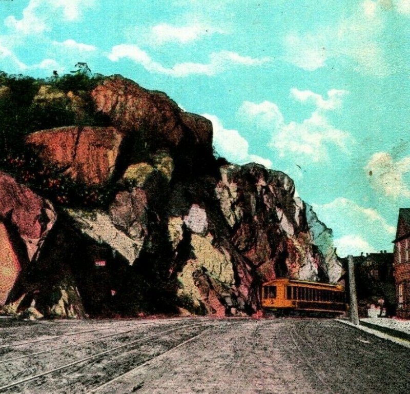 Duluth Mn Minnesota Point Von Rock W Trolly Eisenbahn 1920s Unp Postkarte