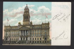 Michigan DETROIT Wayne County Building pm1910 Pub Souvenir Post Card Co. ~ Und/B