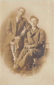 c1910 RPPC Real Photo Postcard Father And Son In Suits