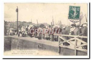 Les Sables d & # 39Olonne Old Postcard Waiting sardine boats
