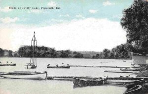 Pretty Lake Boats Boating Plymouth Indiana 1910c postcard