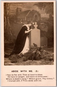 Portrait Of A Lady At Grave Abide With Me Poem Rhyme Postcard