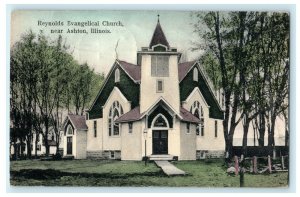 Reynolds Evangelical Church Ashton Illinois 1914 Dixon Antique Germany Postcard 