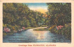 J34/ Flomaton Alabama Postcard Linen Greetings from Flomaton 291