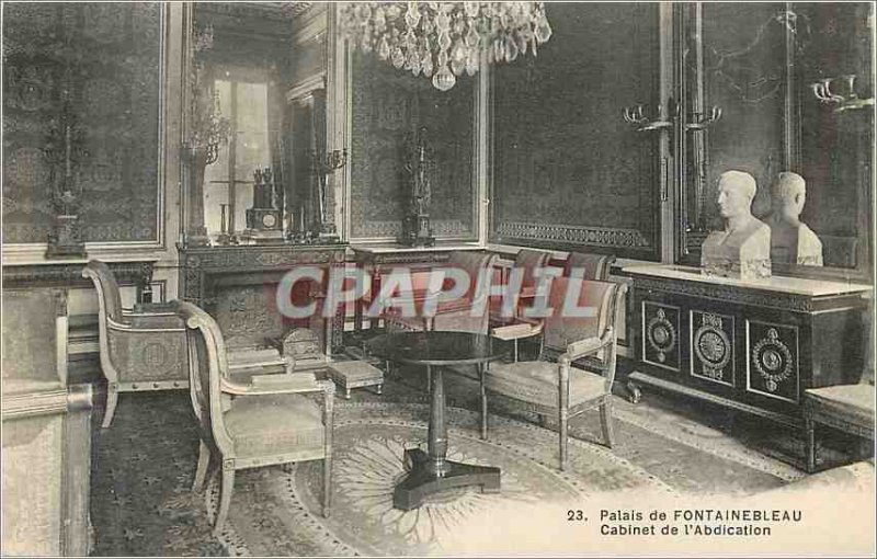 Postcard Old Palace of Fontainebleau Cabinet Abdication of Napoleon 1st