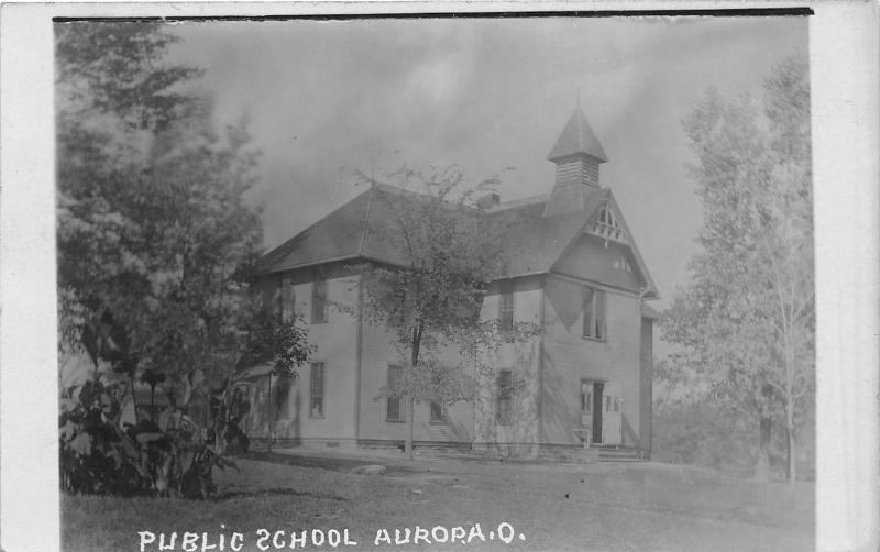 E81/ Aurora Ohio RPPC Postcard c1910 Public School Building