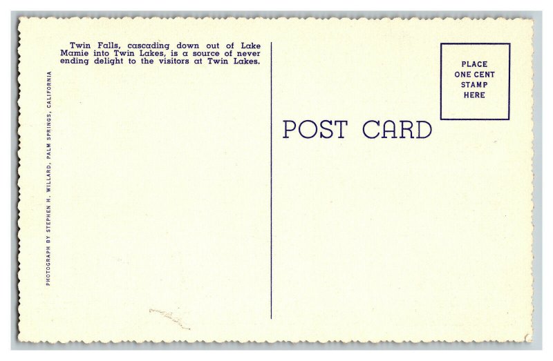 Postcard Twin Falls Mammoth Lakes California Vintage Standard View Card 