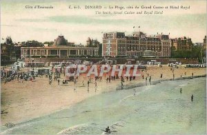 Old Postcard Dinard The Beach Riviera Casino and the Grand Hotel Royal