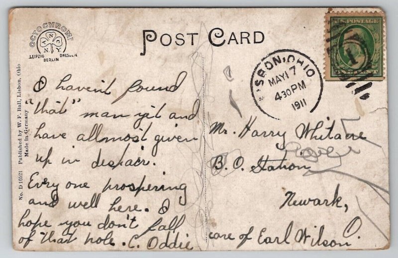 Lisbon OH Public Square 1911 Ohio Postcard G33