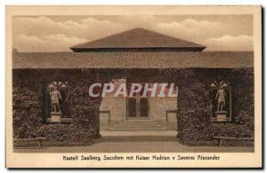 Old Postcard Kastell Saalburg Sacellum mit Kaiser Hadrian v Severus Alexander