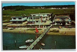 1963 High Bank Apartments Somers Point NJ Postcard Aerial View Boats Beach pc7