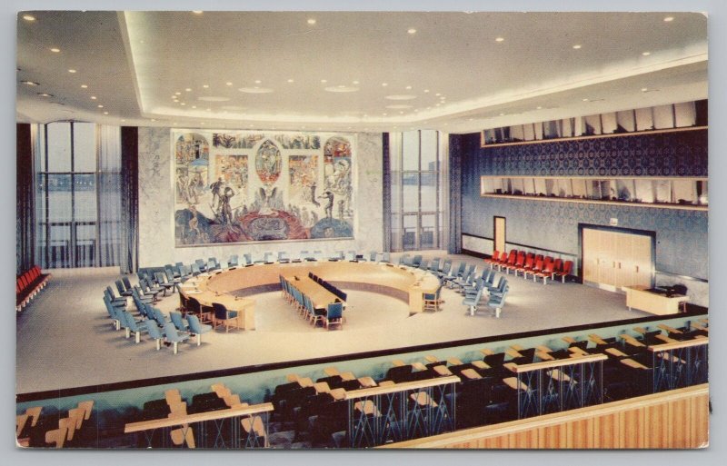 New York City~United Nations Security Council Chamber~Vintage Postcard 