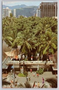 Postcard Honolulu Hawaii HI International Market Place 1950s Chrome View