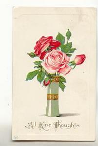 Pink Roses in a Vase, All Kind Thoughts, Embossed