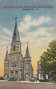 Postcard Church of Nativity of BVM Plymouth PA