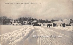 Horse Races on the Ice - Kenoza Lake, New York NY Postcard