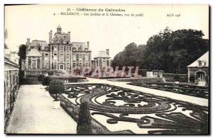 Old Postcard Chateaux Calvados Balleroy gardens and the castle in profile