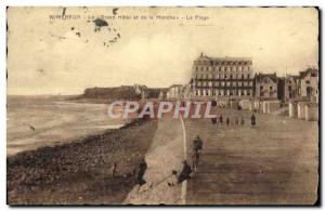 Old Postcard Wimereux Grand Hotel and The Beach Channel