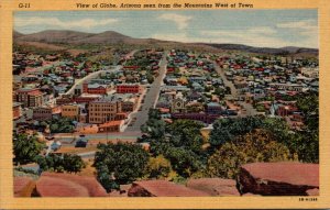 Arizona Globe View From The Mountains West Of Town Curteich