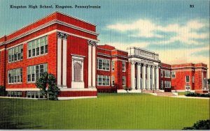 Kingston High School Pennsylvania Vintage Linen Postcard Vtg Unposted UP Unp 