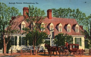 USA Raleigh Tavern Williamsburg Virginia Linen Postcard 08.97