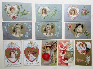 LOT of 11 ST.VALENTINE DAY EMBOSSED ANTIQUE POSTCARDS