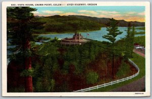 Columbia River Highway Oregon 1949 Postcard Vista House Crown Point