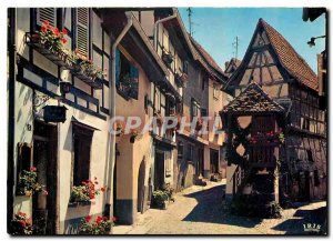 Modern Postcard Alsace Haut Rhin Eguisheim picturesque houses XVI and XVII ce...