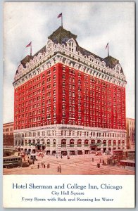 Chicago Illinois c1910 Postcard Hotel Sherman And College Inn