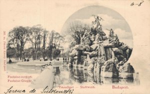 Hungary Budapest Fontaine Csoport Városliget Vintage Postcard 06.27