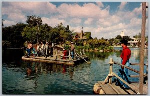 DISNEYLAND Anaheim California 1950-60s Postcard Tom Sawyer's Island Log Raft