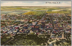 Air View Fargo North Dakota ND Aerial 1945 Aerial Vintage Linen Postcard H82