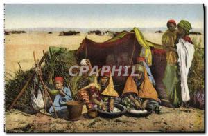 Postcard From Old Family Nomarde Preparation Couscous Algerie Folklore