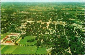 Postcard ON Aerial View Town Simcoe Norfolk County Fall Fair Grounds 1960s S100