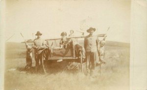 C-1910 Hunting Dog dead Deer Wagon RPPC Photo Postcard 9815