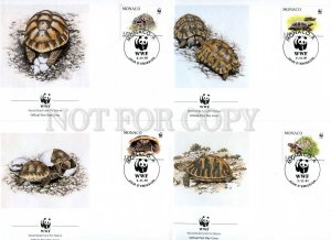239803 MONACO WWF turtle 1991 year set of 4 FDC