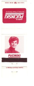 Aurelia Pucinski, Secretary of State, Democrat, Matchbook Cover