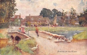 England Bourton-on-the-Water Art Ducks Bridge vintage postcard