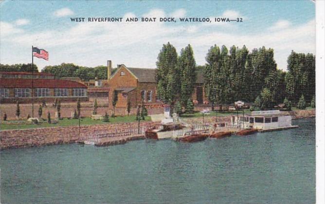 Iowa Waterloo West Riverfront and Boat Dock