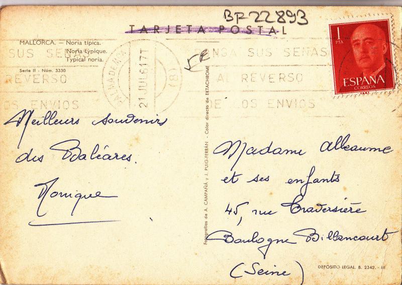 BF22893 mallorca noria tipica  spain front/back image