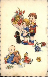 Children Dog Cat Toys Baby - Xavier Sager c1915 Postcard