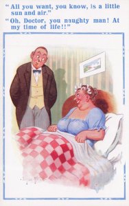 Doctor & Fat Lady Patient Wanting Love Old Comic Postcard